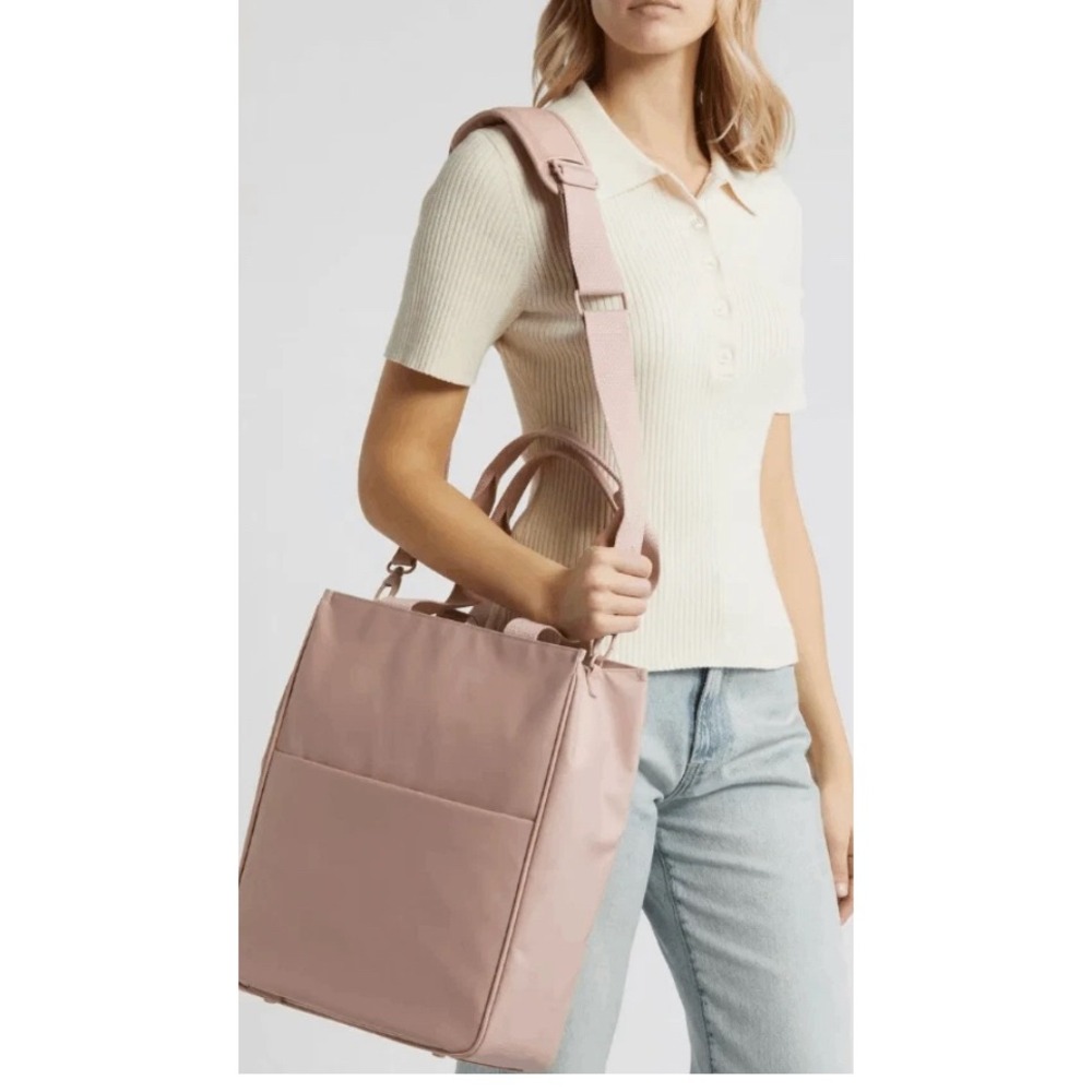 BEIS North to South Tote Bag Pink Nylon Laptop Travel Crossbody Shoulder Bag‎